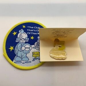 Vintage Precious Moments Collectors Club Astronaut Patch and 5 Year Member Pin